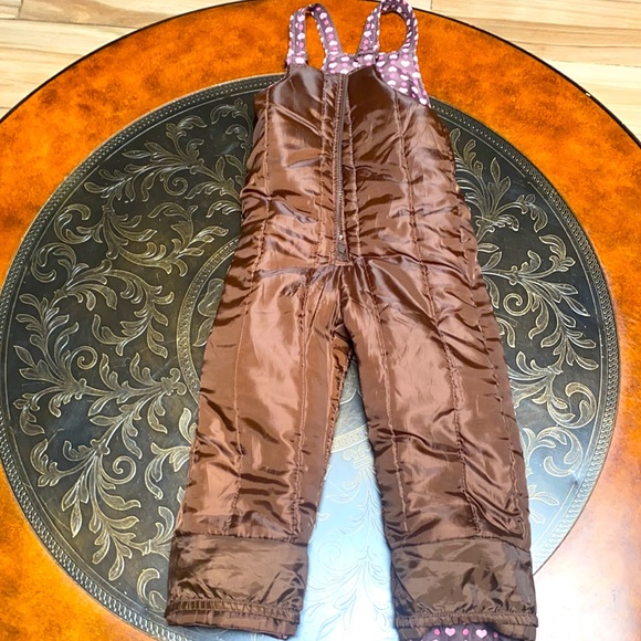 Circo Girls Ski Suit Pink & Brown Heart Print 100% Polyester Snow Bib Overall 3T - Picture 8 of 8